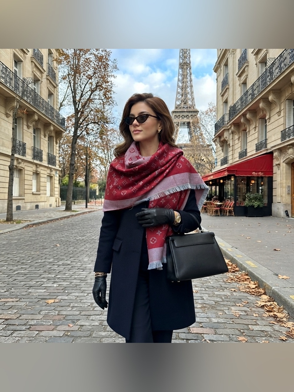 Luxury Cashmere & Silk Blend Monogram Scarf - Picture 8 of 8